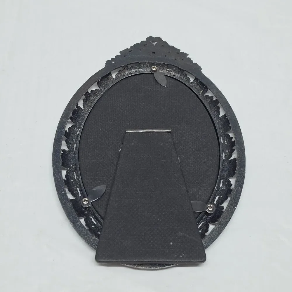 Vintage Pewter Ornate Filigree Picture Frame Ashley Manor Victorian Style Oval